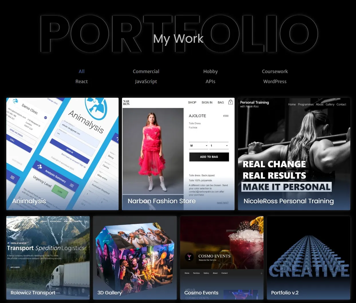 Screenshot of Previous Portfolio